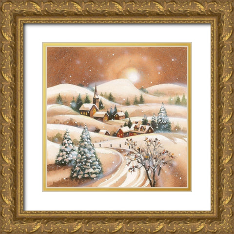 Christmas Eve Gold Ornate Wood Framed Art Print with Double Matting by P.S. Art