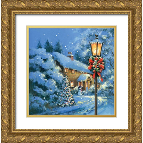 Peace on Earth Gold Ornate Wood Framed Art Print with Double Matting by P.S. Art
