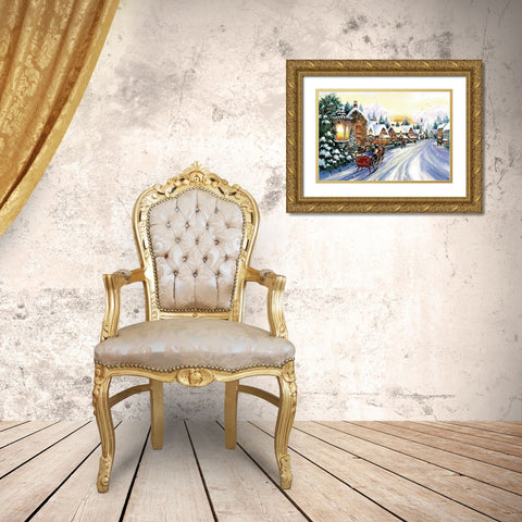 Sleigh Ride w/ You Gold Ornate Wood Framed Art Print with Double Matting by P.S. Art