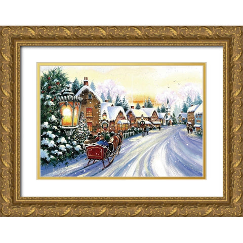 Sleigh Ride w/ You Gold Ornate Wood Framed Art Print with Double Matting by P.S. Art