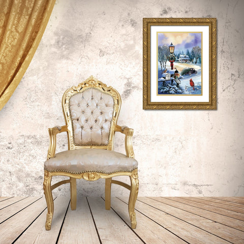 Christmas Mail Gold Ornate Wood Framed Art Print with Double Matting by P.S. Art