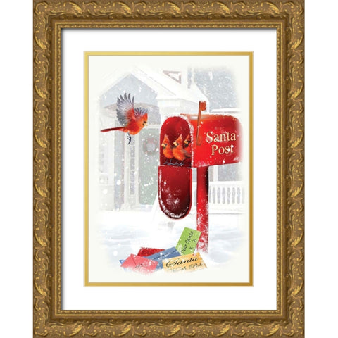 Santas Post Gold Ornate Wood Framed Art Print with Double Matting by P.S. Art