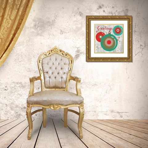 Greetings Gold Ornate Wood Framed Art Print with Double Matting by P.S. Art