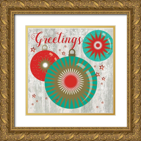 Greetings Gold Ornate Wood Framed Art Print with Double Matting by P.S. Art
