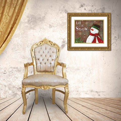 Let it Snow  Gold Ornate Wood Framed Art Print with Double Matting by P.S. Art