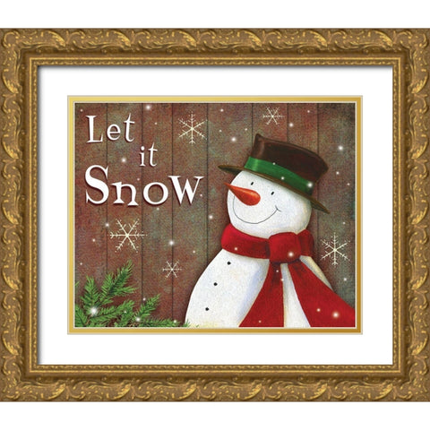 Let it Snow  Gold Ornate Wood Framed Art Print with Double Matting by P.S. Art