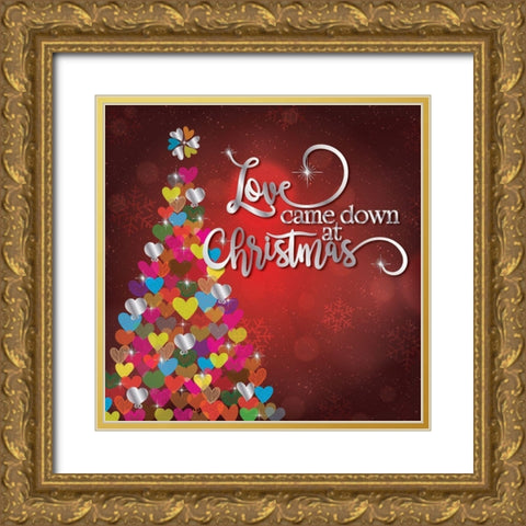 Love Christmas Gold Ornate Wood Framed Art Print with Double Matting by P.S. Art
