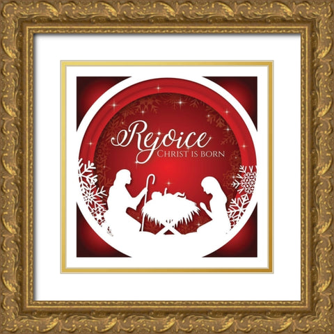 Rejoice Gold Ornate Wood Framed Art Print with Double Matting by P.S. Art