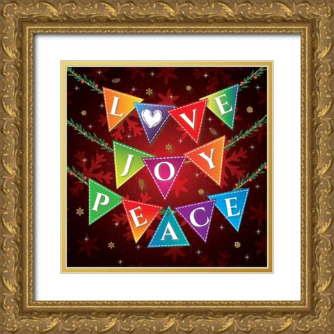 Love Joy Peace Gold Ornate Wood Framed Art Print with Double Matting by P.S. Art