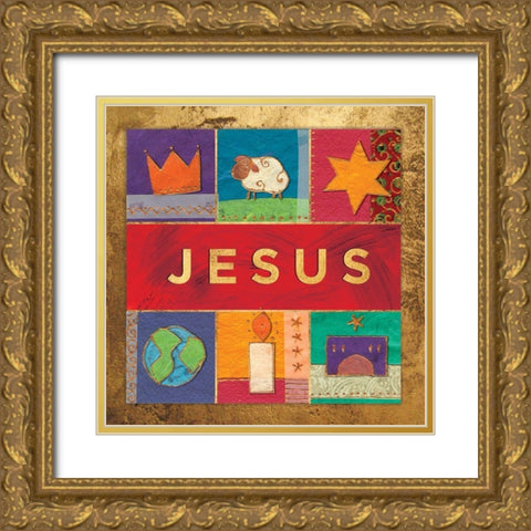 Jesus Gold Ornate Wood Framed Art Print with Double Matting by P.S. Art