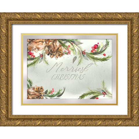 Merriest Christmas Gold Ornate Wood Framed Art Print with Double Matting by P.S. Art