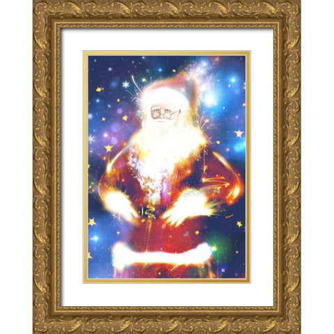 Santa Gold Ornate Wood Framed Art Print with Double Matting by P.S. Art
