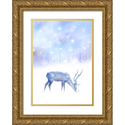 Simple Night Gold Ornate Wood Framed Art Print with Double Matting by P.S. Art