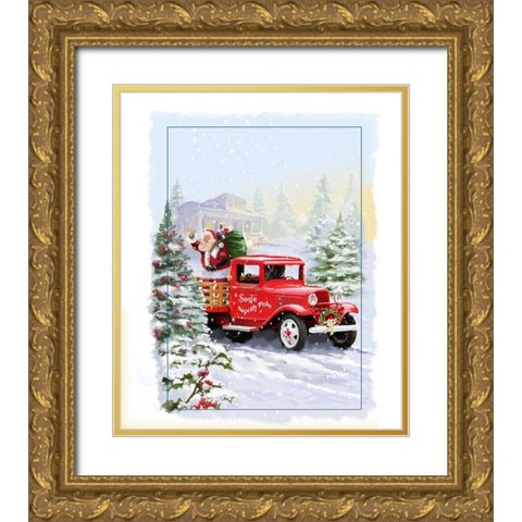 Northpole Gold Ornate Wood Framed Art Print with Double Matting by P.S. Art