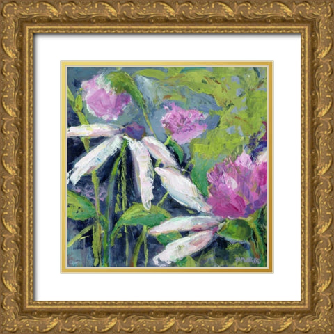 Lavender Flower Fields Gold Ornate Wood Framed Art Print with Double Matting by Pamela J. Wingard