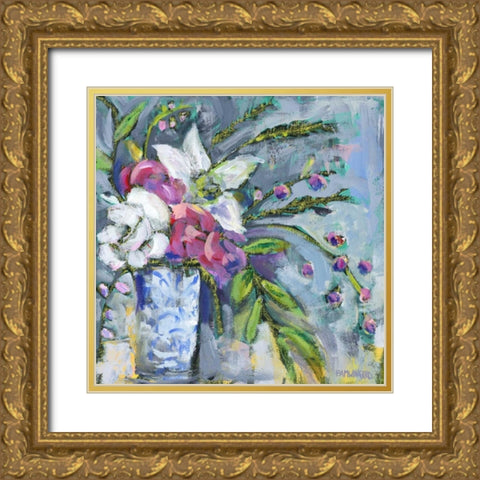 Blue and White Lavender II Gold Ornate Wood Framed Art Print with Double Matting by Pamela J. Wingard