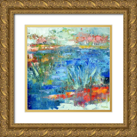 Blue Marsh Gold Ornate Wood Framed Art Print with Double Matting by Pamela J. Wingard