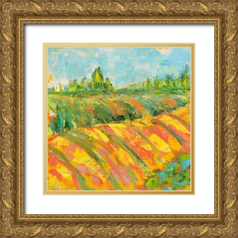 Cheerful Wine Country Gold Ornate Wood Framed Art Print with Double Matting by Pamela J. Wingard