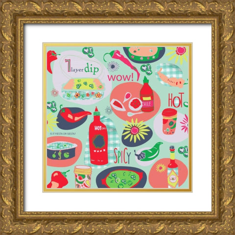 Kitchen Spice Gold Ornate Wood Framed Art Print with Double Matting by Pamela J. Wingard