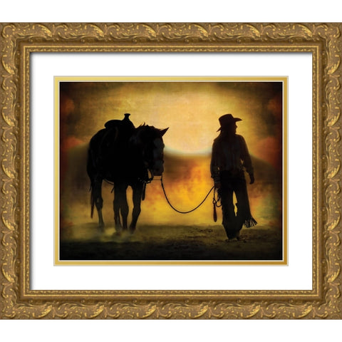 AZ Cowgirl Gold Ornate Wood Framed Art Print with Double Matting by PBurchettPhoto