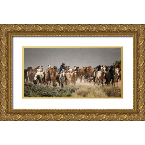 Gallop On Gold Ornate Wood Framed Art Print with Double Matting by PBurchettPhoto