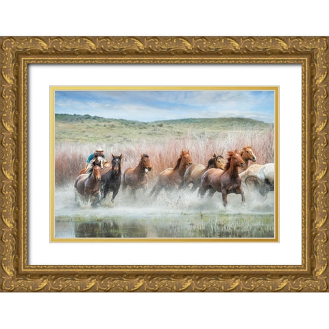 Bring Em Home Gold Ornate Wood Framed Art Print with Double Matting by PBurchettPhoto