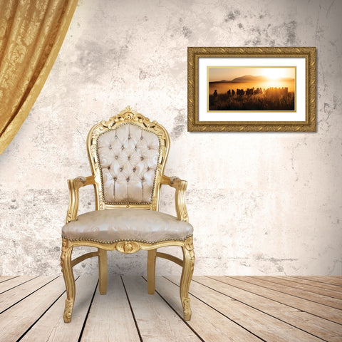 Sunset Run Gold Ornate Wood Framed Art Print with Double Matting by PBurchettPhoto