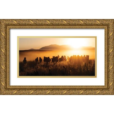 Sunset Run Gold Ornate Wood Framed Art Print with Double Matting by PBurchettPhoto