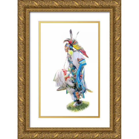 Native American Dancer Gold Ornate Wood Framed Art Print with Double Matting by Murdock, Ramona