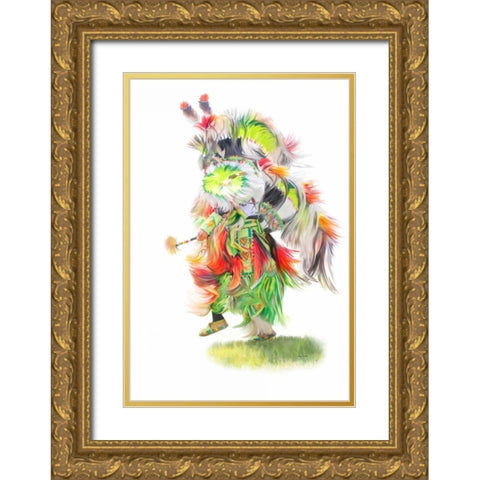 Native Pow Wow Dance Gold Ornate Wood Framed Art Print with Double Matting by Murdock, Ramona