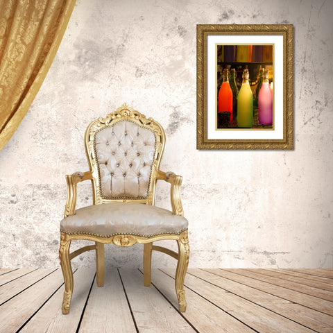 Colorful Bottles Gold Ornate Wood Framed Art Print with Double Matting by Murdock, Ramona