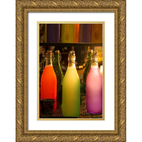 Colorful Bottles Gold Ornate Wood Framed Art Print with Double Matting by Murdock, Ramona