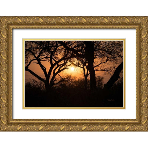Africa Sunset Gold Ornate Wood Framed Art Print with Double Matting by Murdock, Ramona