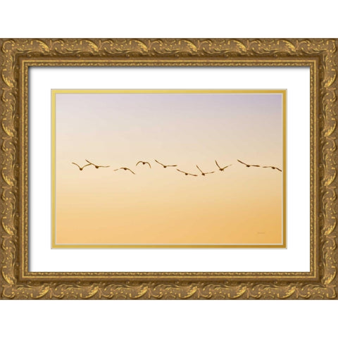 Evening Flight Gold Ornate Wood Framed Art Print with Double Matting by Murdock, Ramona