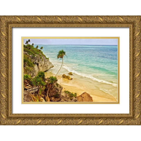 Tulum Beach Gold Ornate Wood Framed Art Print with Double Matting by Murdock, Ramona