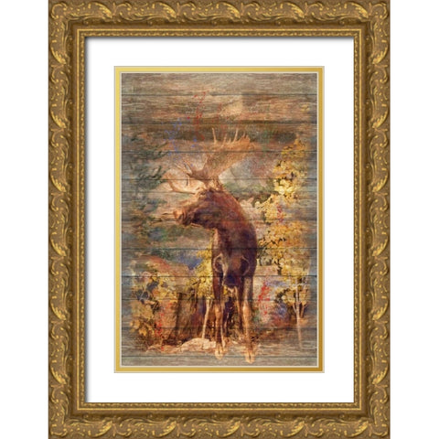 Majestic Moose Gold Ornate Wood Framed Art Print with Double Matting by Murdock, Ramona