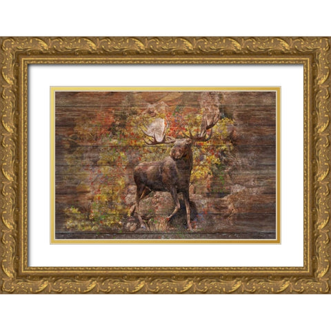 Moose Meadow Gold Ornate Wood Framed Art Print with Double Matting by Murdock, Ramona