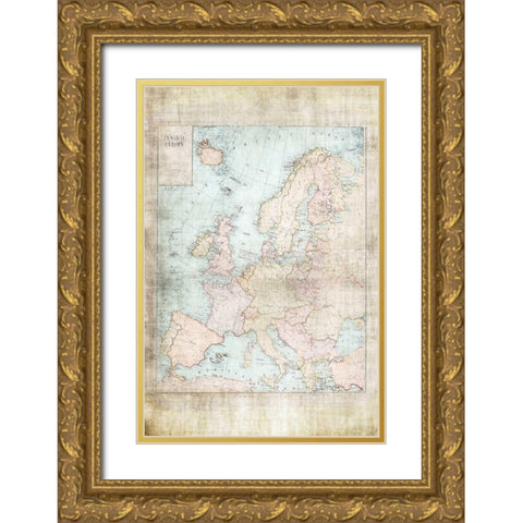 Central Europe Map WWII Gold Ornate Wood Framed Art Print with Double Matting by Murdock, Ramona