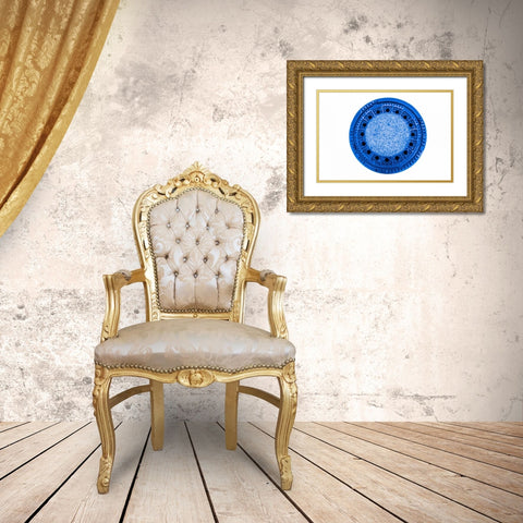 Man Hole Cover in Blue Gold Ornate Wood Framed Art Print with Double Matting by Murdock, Ramona