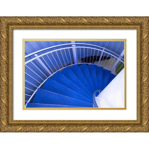 Blue Stairs Gold Ornate Wood Framed Art Print with Double Matting by Murdock, Ramona