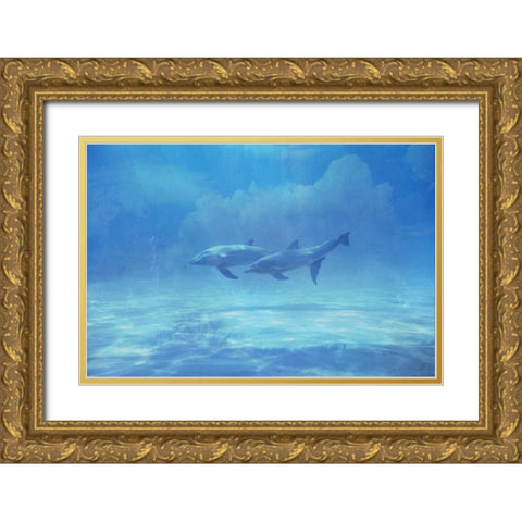 Dolphin Adventure Gold Ornate Wood Framed Art Print with Double Matting by Murdock, Ramona