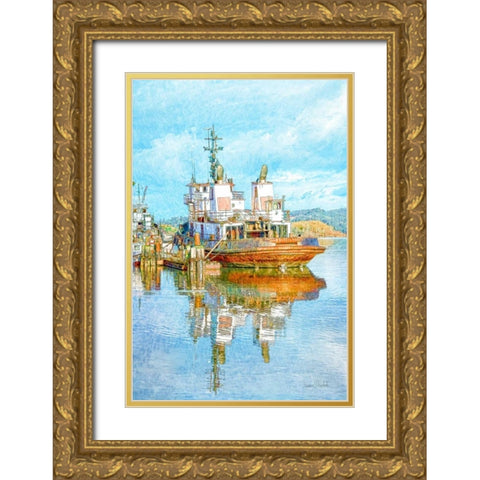 Harbor Tug Gold Ornate Wood Framed Art Print with Double Matting by Murdock, Ramona
