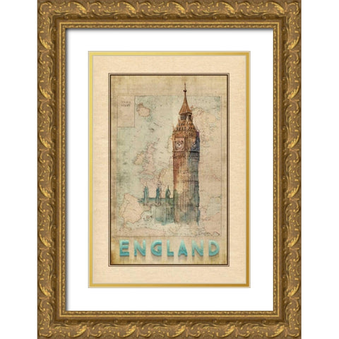 Travel England Gold Ornate Wood Framed Art Print with Double Matting by Murdock, Ramona
