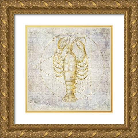 Lobster Geometric Gold Gold Ornate Wood Framed Art Print with Double Matting by Murdock, Ramona