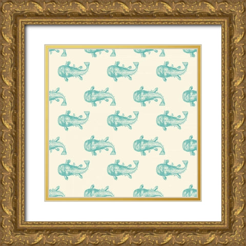 Monster Fish Pattern Gold Ornate Wood Framed Art Print with Double Matting by Murdock, Ramona