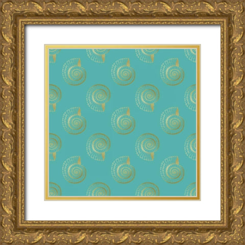 Golden Shell Pattern Gold Ornate Wood Framed Art Print with Double Matting by Murdock, Ramona