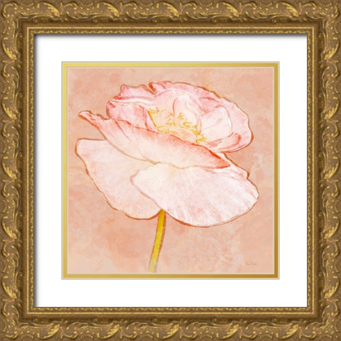 Sweet Peach Poppy I Gold Ornate Wood Framed Art Print with Double Matting by Murdock, Ramona