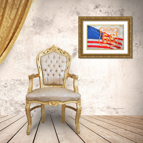 Route 66 Gold Ornate Wood Framed Art Print with Double Matting by Murdock, Ramona
