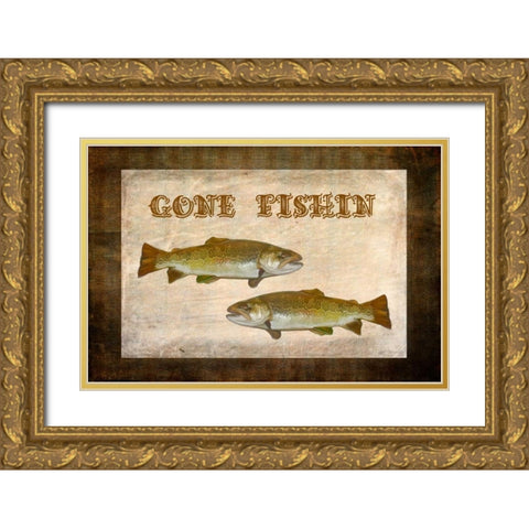 Gone Fishin Gold Ornate Wood Framed Art Print with Double Matting by Murdock, Ramona