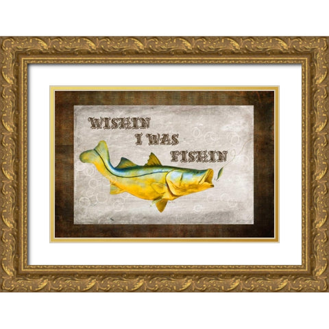 Wishin I Was Fishin III Gold Ornate Wood Framed Art Print with Double Matting by Murdock, Ramona